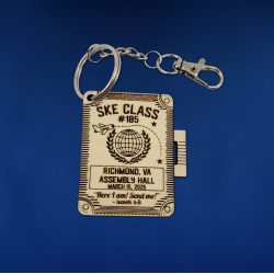 Engraved Wood JW SKE Class Keychain Suitcase Commemorative Keepsake