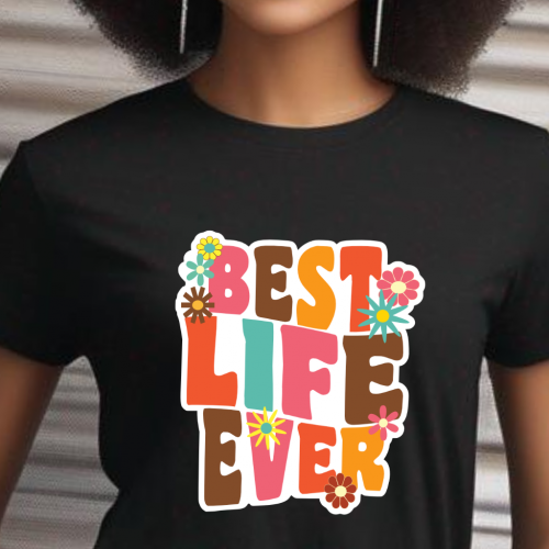 JW Best Life Ever Retro T-shirt - Colorful