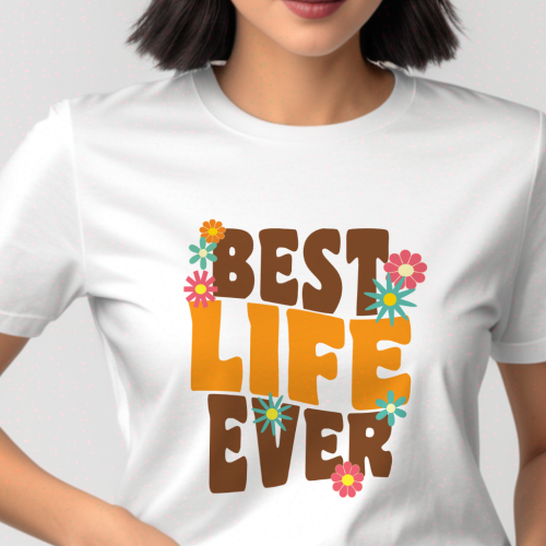 JW Best Life Ever Retro T-shirt - brown