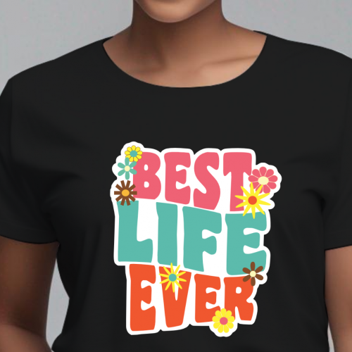 JW Best Life Ever Retro T-shirt - pinklife