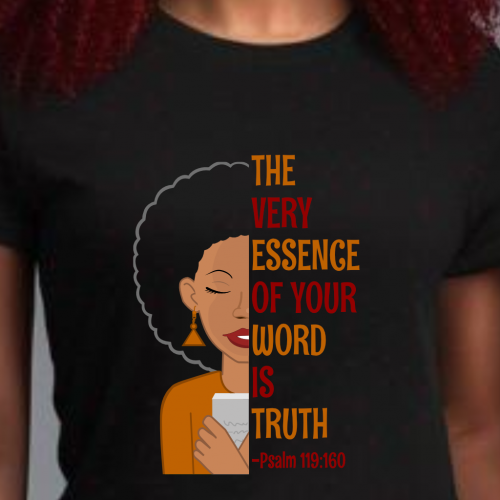 Psalm 119:160 Your Word Is Truth JW Text T-shirt - Afro Woman