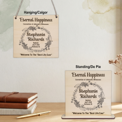 Personalized Baptism Wood Plaque – Bouquet Design