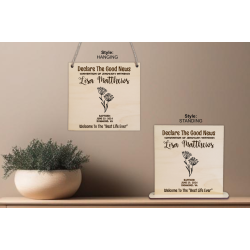 Cherished Baptism Wood Plaque – Floral Design