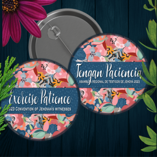 2023 Exercise Patience Convention Button Pink Floral - 2.25 inch