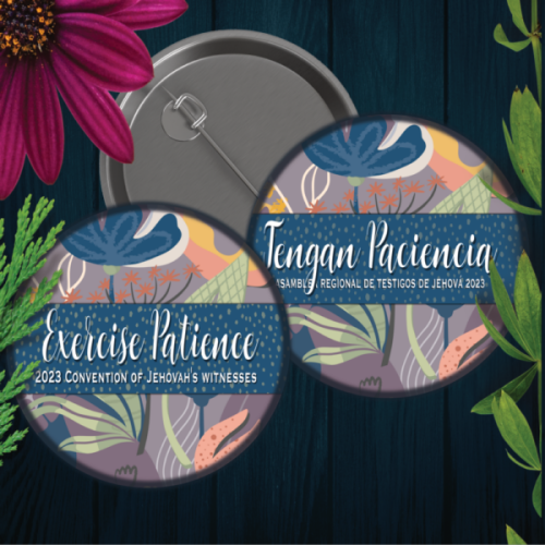 2023 Exercise Patience Convention Button Purple Floral - 2.25 inch