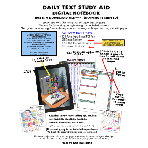 The Daily Text Study Aid Notebook Digital Download - colors