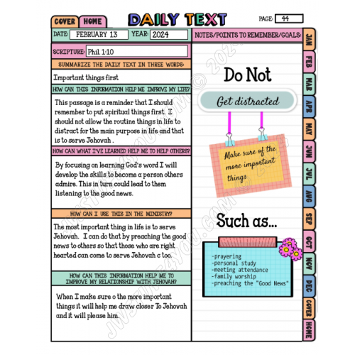 The Daily Text Study Aid Notebook Digital Download - colors
