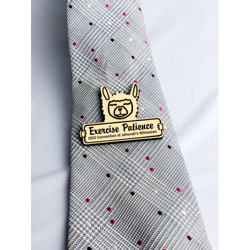 Llama Wood Engraved Lapel Pin