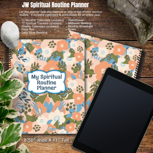 JW My Spiritual Routine Planner - Pink flowers
