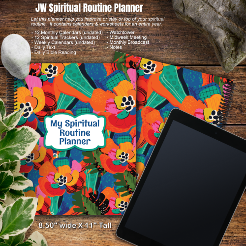 JW My Spiritual Routine Planner - Red flowers