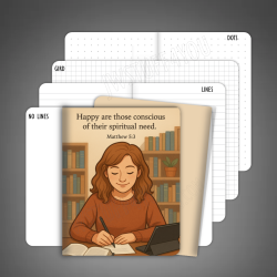 Cute Studious Girl Mini Pocket Notebook - Matthew 5:3 Scripture Edition Cute Studious Girl Mini Pocket Notebook - Matthew 5:3 Scripture Edition