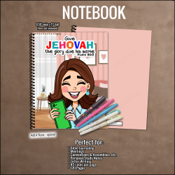 Phone Witnessing Sister - Light Skin - JW Notebook - Psalm-96:8 - cacg004
