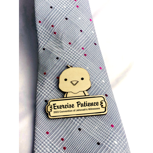 Penguin Wood Engraved Lapel Pin