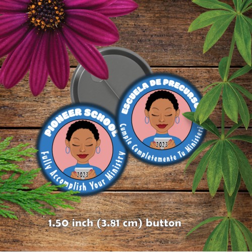 Pioneer School Button - 1.50 INCH - Mini Afro