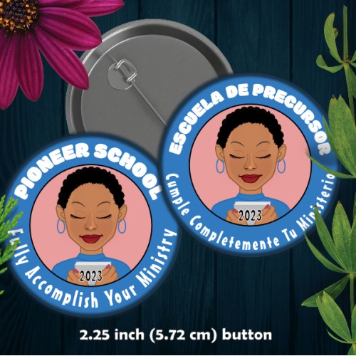 PIONEER SCHOOL Button - 2.25 INCH Mini Afro