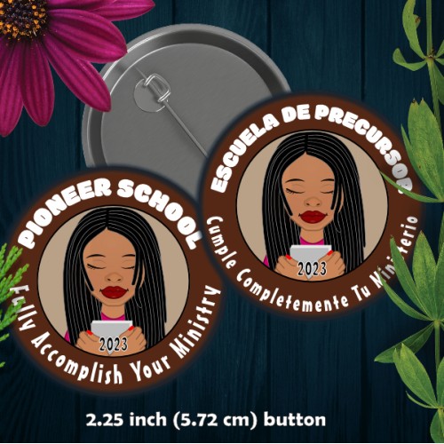 PIONEER SCHOOL Button - 2.25 INCH Braids