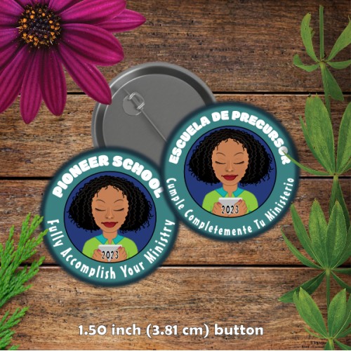 Pioneer School Button - 1.50 INCH - Coily Hair