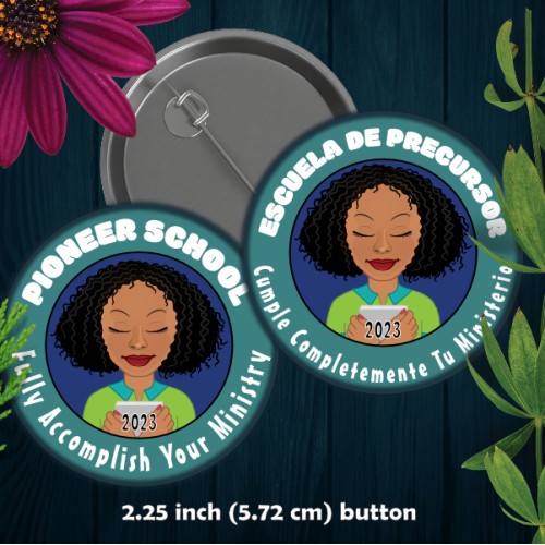 PIONEER SCHOOL Button - 2.25 INCH - Coily Hair