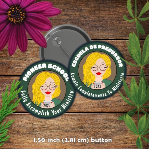 Pioneer School Button - 1.50 INCH - Blonde Hair