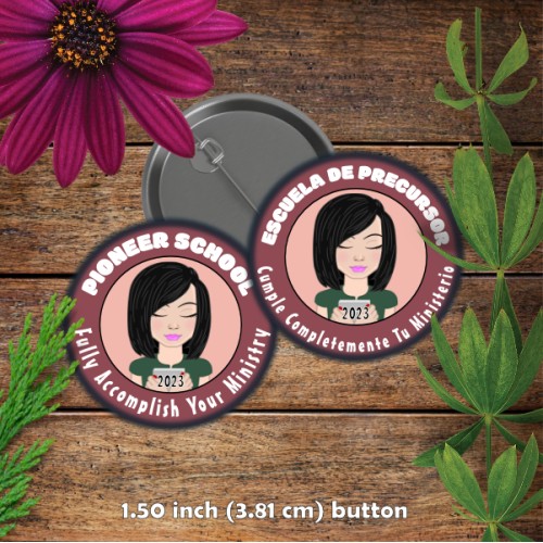 Pioneer School Button - 1.50 INCH - Black Hair