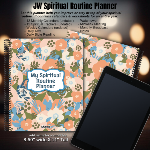 JW My Spiritual Routine Planner - Pink flowers