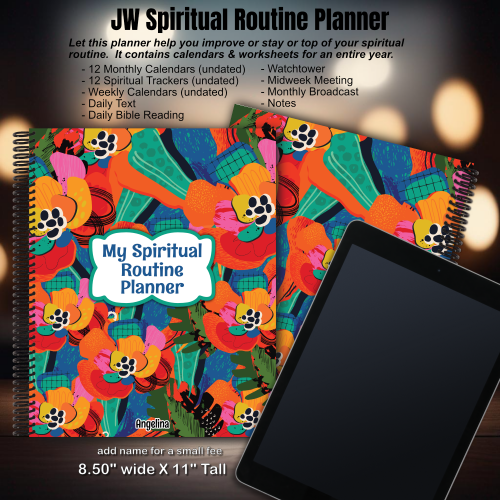 JW My Spiritual Routine Planner - Red flowers