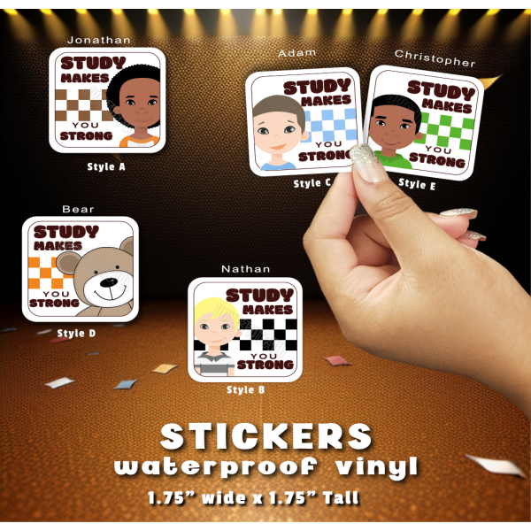 Study Make You Strong Boy Sticker Set 1