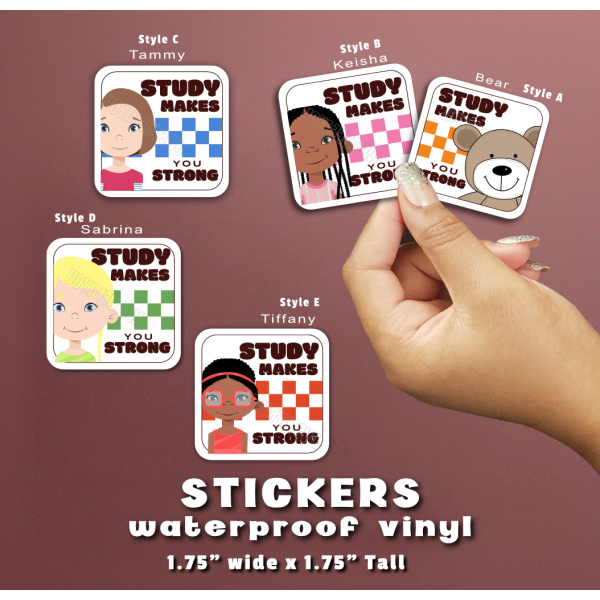 Study Make You Strong Girl Sticker Set 1