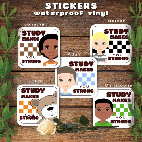 Study Make You Strong Boy Sticker Set 1