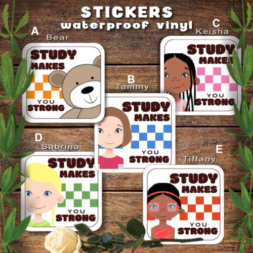 Study Make You Strong Girl Sticker Set 1
