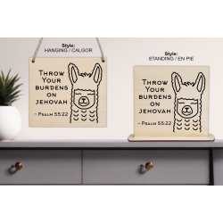 Throw Your Burdens On Jehovah Wood Plaque - Llama Throw Your Burdens On Jehovah Wood Plaque - Llama